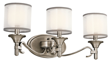  45283AP - Lacey 10" 3 Light Vanity Light with Satin Etched Cased White Inner Diffusers and Gray Trimmed Wh