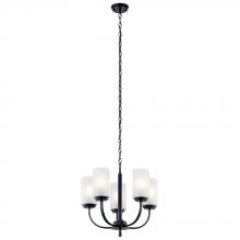 Kichler 52386BK - Kennewick™ 5 Light Chandelier - Black with Fabric Shade