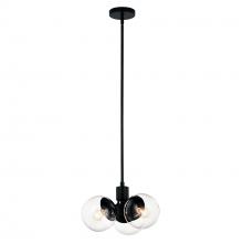  52700BKCLR - Silvarious 16.5 Inch 3 Light Convertible Pendant with Clear Glass in Black