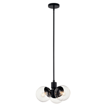  52700BKCLR - Silvarious 16.5 Inch 3 Light Convertible Pendant with Clear Glass in Black