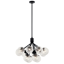  52701BK - Silvarious 30 Inch 12 Light Convertible Chandelier with Clear Crackled Glass in Black