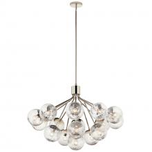  52702PN - Silvarious 38 Inch 16 Light Convertible Chandelier with Clear Crackled Glass in Polished Nickel