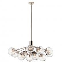  52703PN - Silvarious 48 Inch 12 LT Linear Convertible Chandelier with Clear Crackled Glass in Polished Nickel