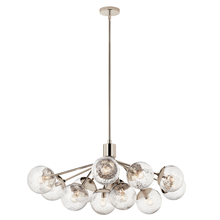  52703PN - Silvarious 48 Inch 12 LT Linear Convertible Chandelier with Clear Crackled Glass in Polished Nickel