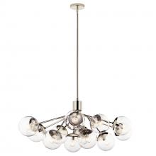  52703PNCLR - Silvarious 48 Inch 12 Light Linear Convertible Chandelier with Clear Glass in Polished Nickel