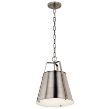  52710CLP - Etcher 13 Inch 1 Light Pendant with Etched Painted White Glass Diffuser in Classic Pewter