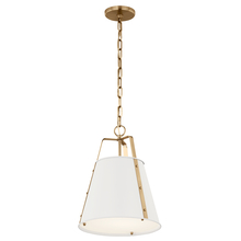  52710WH - Etcher 13 Inch 1 LT Pendant with Etched Painted White Glass Diffuser in White and Champagne Bronze