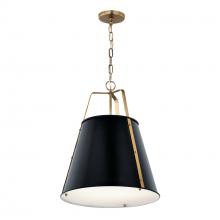  52711BK - Etcher 18 Inch 2 LT Pendant with Etched Painted White Glass Diffuser in Black and Champagne Bronze