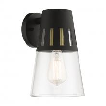  27972-04 - 1 Light Black Outdoor Medium Wall Lantern with Soft Gold Finish Accents