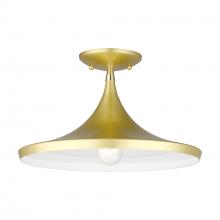  41189-33 - 1 Light Soft Gold Semi-Flush with Polished Brass Finish Accents