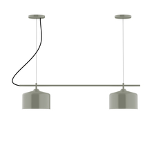 Montclair Light Works CHB419-24-C21 - 2-Light Linear Axis Chandelier with White SJT Cord, Moss Green