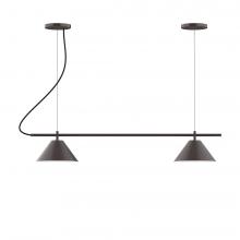 Montclair Light Works CHB421-40-C21-L12 - 2-Light Linear Pinnacle LED Chandelier with White SJT Cord, Slate Gray