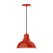 Montclair Light Works PEB106-26-C21 - 12" Cafe shade, pendant with white cord and canopy, Vermillion