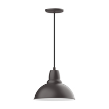 Montclair Light Works PEB106-57 - 12" Cafe shade, pendant with black cord and canopy, Bronze Matte