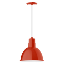 Montclair Light Works PEB116-26-C21 - 12" Deep Bowl shade, pendant with white cord and canopy, Vermillion