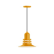 Montclair Light Works PEB148-21 - 12" Atomic shade, pendant with black cord and canopy, Bright Yellow