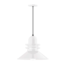 Montclair Light Works PEB151-44-C21-G07 - 18" Atomic shade, pendant with white cord and canopy, Frosted Glass, White