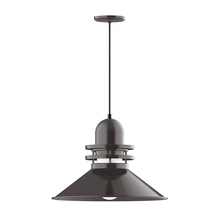 Montclair Light Works PEB152-51-C21-G07 - 20" Atomic shade, pendant with white cord and canopy, Frosted Glass, Architectural Bronze