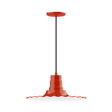 Montclair Light Works PEB159-26 - 16" Radial shade, pendant with black cord and canopy, Vermillion
