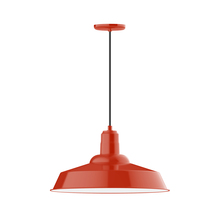 Montclair Light Works PEB186-26 - 20" Warehouse shade, pendant with black cord and canopy, Vermillion