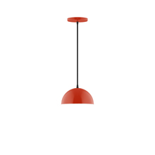 Montclair Light Works PEB431-26-C21 - 8" Arcade Pendant, white cord with canopy, Vermillion
