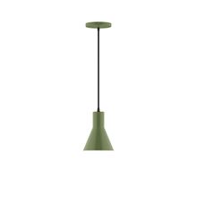 Montclair Light Works PEB436-22-C21 - 6" Flare Pendant, white cord with canopy, Fern Green