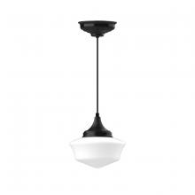 Montclair Light Works PEF021-41-C21 - 12" Schoolhouse glass, white cord with canopy, Black