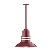 Montclair Light Works STB150-55-G07 - 16" Atomic shade, stem mount pendant with canopy, Frosted Glass, Barn Red