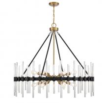  1-1934-12-143 - Santiago 12-Light Chandelier in Matte Black with Warm Brass Accents