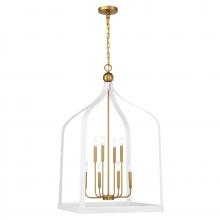  7-7800-8-142 - Sheffield 8-Light Pendant in White with Warm Brass Accents