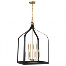  7-7800-8-143 - Sheffield 8-Light Pendant in Matte Black with Warm Brass Accents