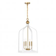  7-7802-4-142 - Sheffield 4-Light Pendant in White with Warm Brass Accents