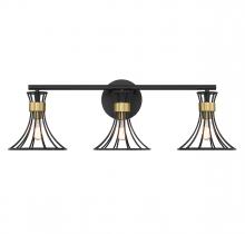 Savoy House 8-6080-3-143 - Breur 3-Light Vanity - Matte Black & Warm Brass Accents