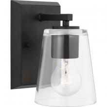  P300457-31M - Vertex Collection One-Light Matte Black Clear Glass Contemporary Bath Light