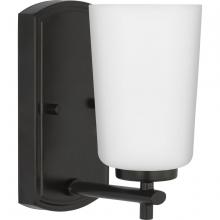  P300465-31M - Adley Collection One-Light Matte Black Etched Opal Glass New Traditional Bath Vanity Light