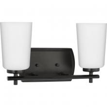  P300466-31M - Adley Collection Two-Light Matte Black Etched Opal Glass New Traditional Bath Vanity Light