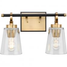  P300481-163 - Cassell Collection Two-Light Vintage Brass Matte Black Luxe Industrial Bath & Vanity Light