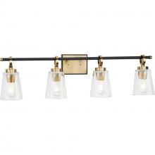  P300483-163 - Cassell Collection Four-Light Vintage Brass Matte Black Luxe Industrial Bath & Vanity Light
