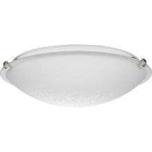  P350178-009 - Linen Dome 16-1/4" Three-Light Transitional Brushed Nickel Etched Linen Glass Flush-Mount Light
