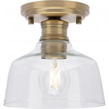  P350226-163 - Singleton Collection One-Light 7.62" Vintage Brass Farmhouse Small Semi-Flush Mount Light with C