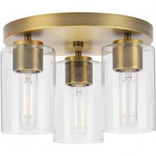  P350237-163 - Cofield Collection 12 in. Three-Light Vintage Brass Transitional Flush Mount