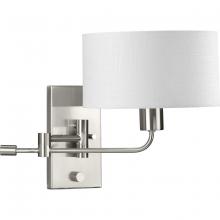  P710104-009 - Carrick Collection  One-Light Brushed Nickel Summer Linen Shade Transitional Wall Light