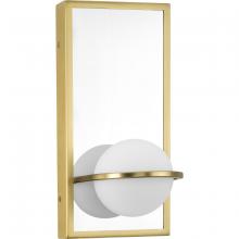  P710105-012-30 - Pearl LED Collection  Mid-Century Modern Satin Brass Etched Opal Glass Wall Bracket