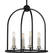  P500121-031 - Seneca Collection Four-Light Matte Black Farmhouse Pendant Light