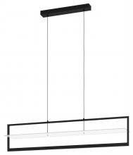  390024A - 1 LT Intergrated LED Open Frame Linear Pendant With Structured Black Finish and Satin Acrylic Shade