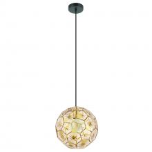  39754A - 1 LT Pendant With Structured Black Finish and Geometric Shaped Brass Shade 1-60W E26 Bulb