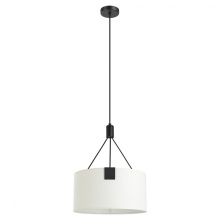  39882A - 3 LT Pendant With Structured Black Finish and White Fabric Drum Shaped Shade 3-60W E26 Bulbs