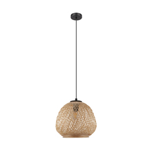  43261A - 1 LT Pendant with a Black Finish and Natural Wood Dome Shaped Shade 1-60W E26 Bulb