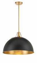 Crystorama SOT-18015-MK-GA - Soto 1 Light Matte Black + Antique Gold Pendant