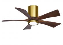  IR5HLK-BRBR-WA-42 - IR5HLK five-blade flush mount paddle fan in Brushed Brass finish with 42” solid matte white wood